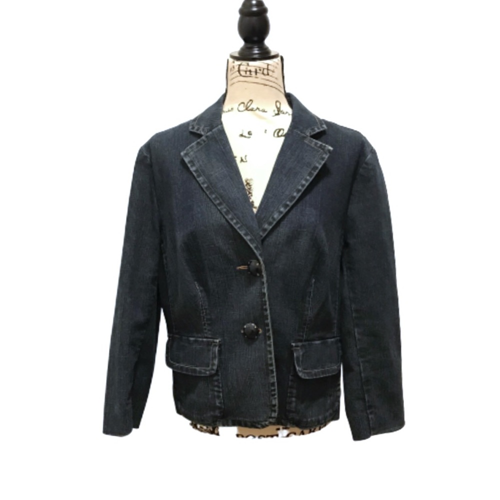 Identity denim jean blazer 2 button size 14